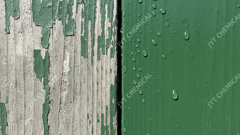 Illustration comparing a weathered coating surface with an intact surface