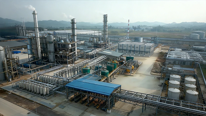 Illustrative aerial view of an industrial chemical production site