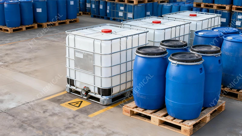 Illustrative drums, IBC totes, Flexitank, and ISO tank used for liquid chemical transport